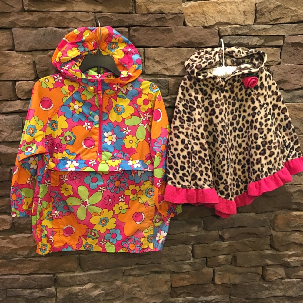 Children’s place windbreaker & leopard shawl/cape